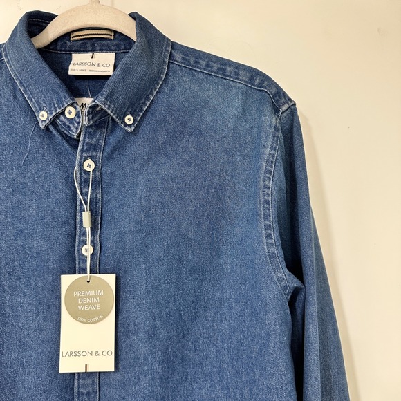 Larsson & Co Other - Larsson & Co Freddie Denim Shirt Mens Small Blue Long Sleeve Button Down Cotton